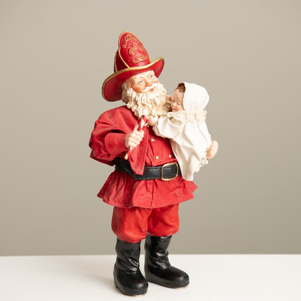 VTG Possible Dreams Clothtique Fireman Santa With Baby 1993 Christmas Collector